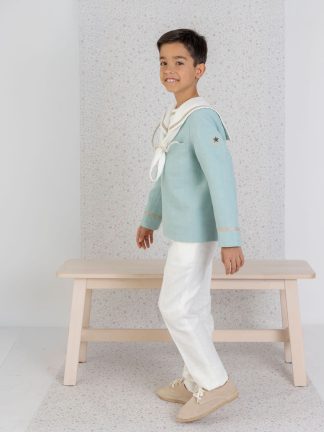 Marinero de Algodón para Niño verde de lino