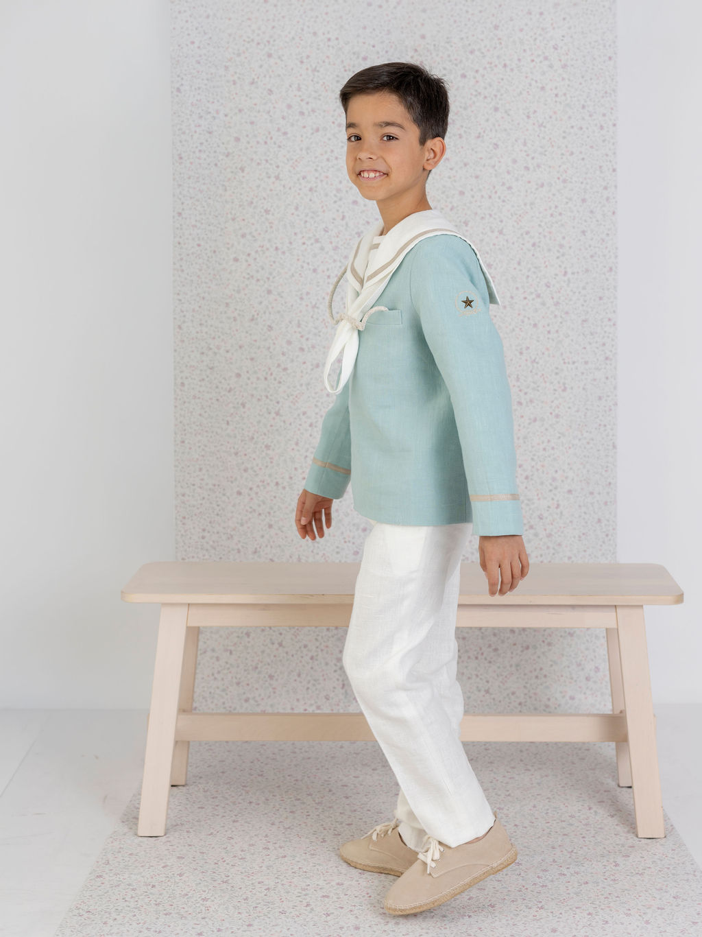 Marinero de Algodón para Niño verde de lino